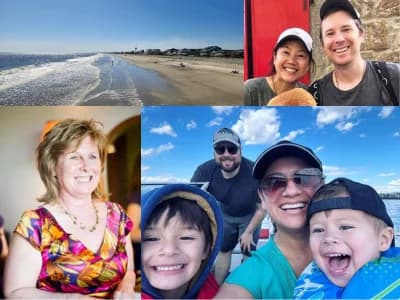 The whole family at the beach